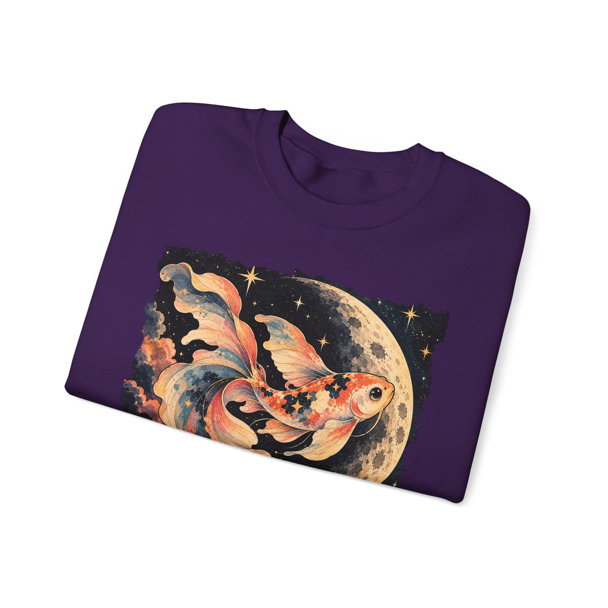 Koi Fish Moon Sweatshirt Celestial Koi Night Sky Full Moon Crewneck