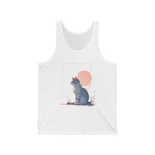Artsy Cat Tank Top Colorful Abstract Cat Graphic Tank
