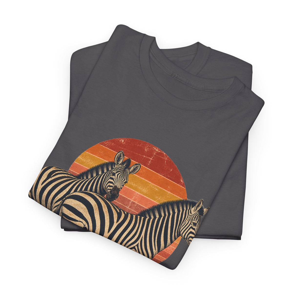 Twin Zebras Sunset T-Shirt Retro Savanna Striped Tee