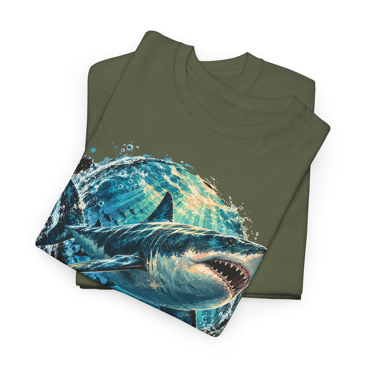 Great White Shark T-Shirt Ocean Burst Shark Jaws Sea Life Graphic Tee