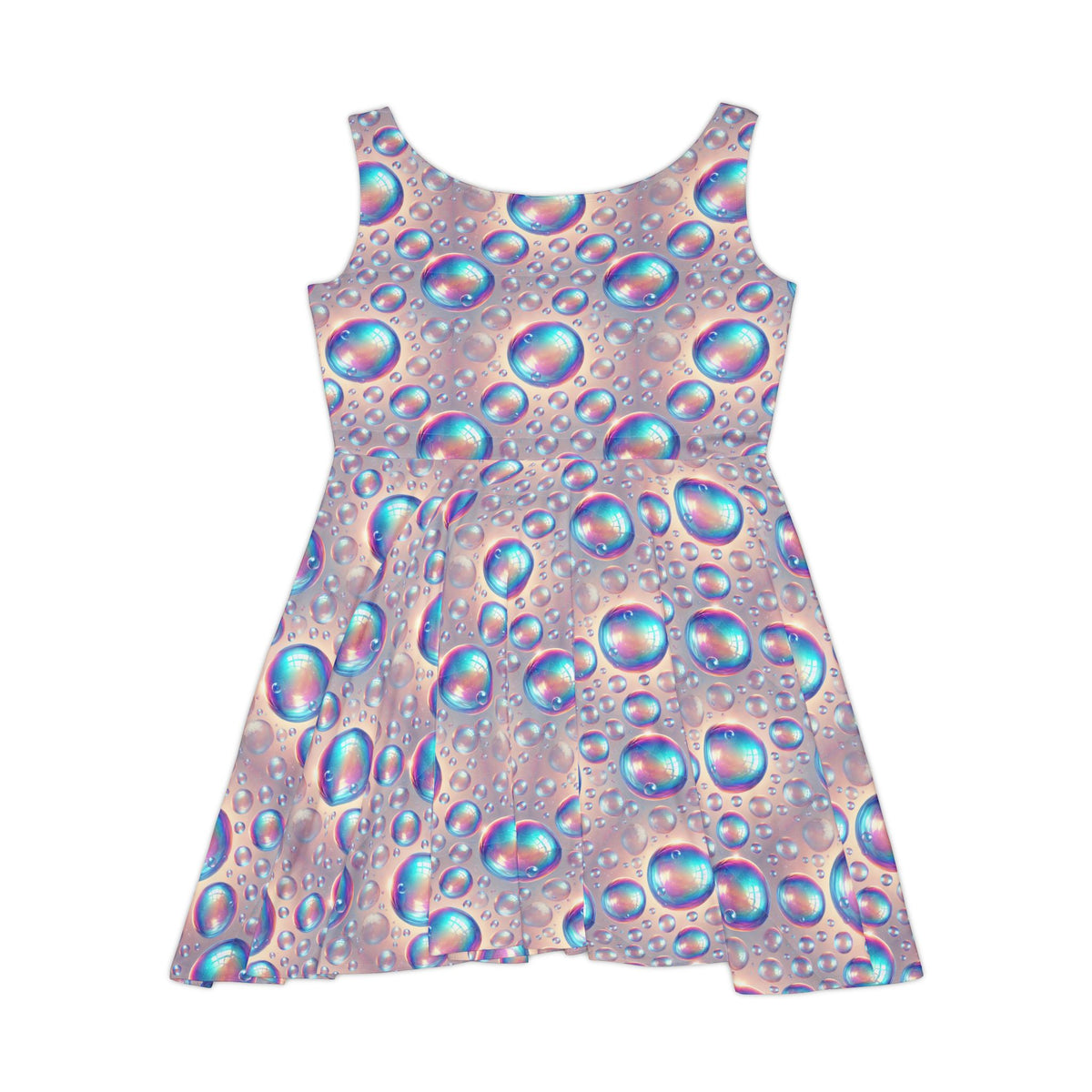 Bubbles Print Womens Skater Dress Playful Colorful Summer Dress
