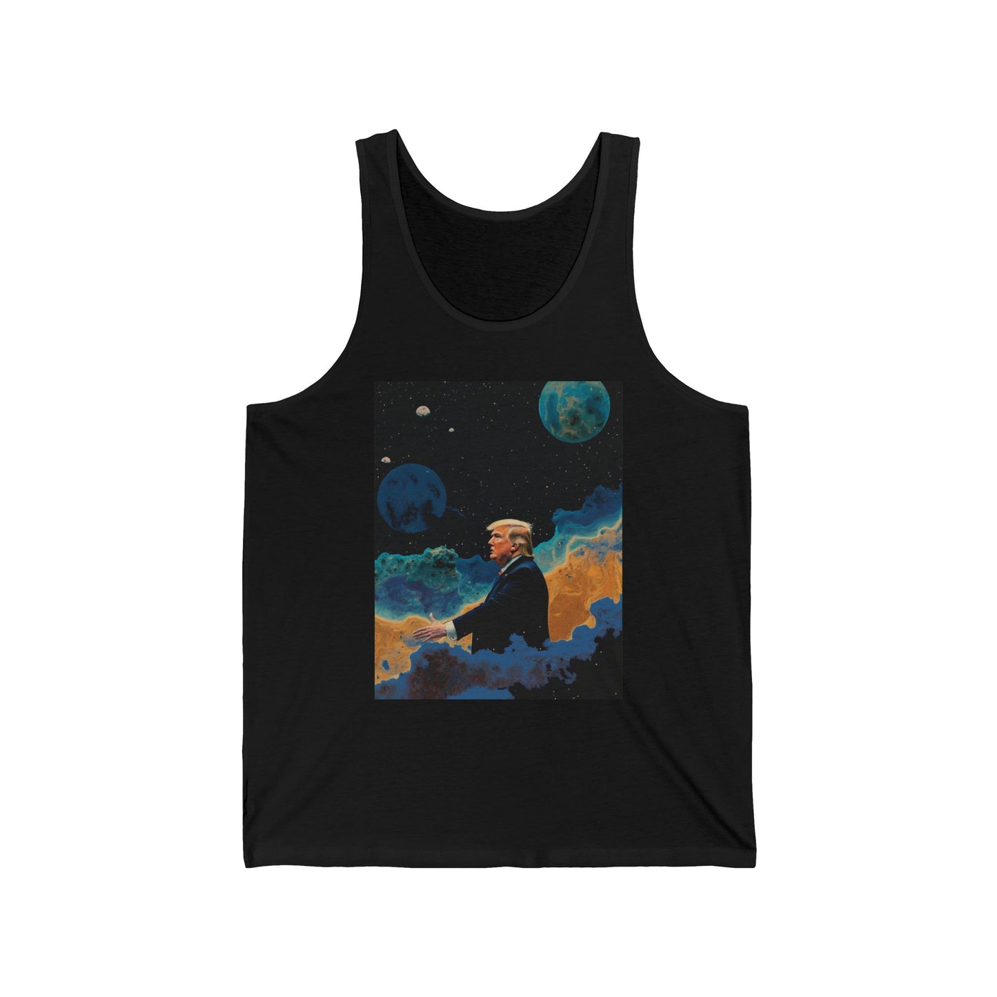 Funny Donald Trump in Space Tank Top, Astronaut Political Humor Sleeveless Shirt, Space Exploration, Humorous President Graphic Tee, Unisex