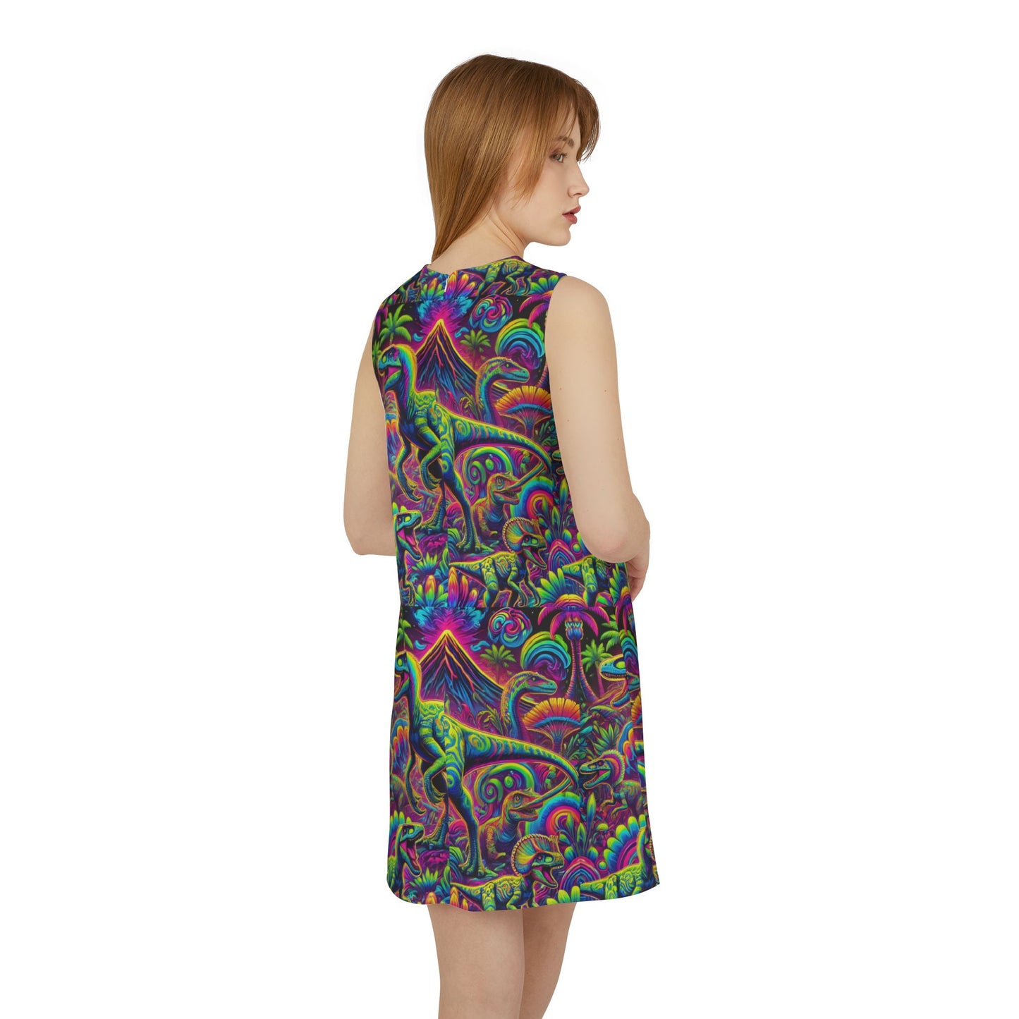 dino rave A-line Sleeveless Dress (AOP)