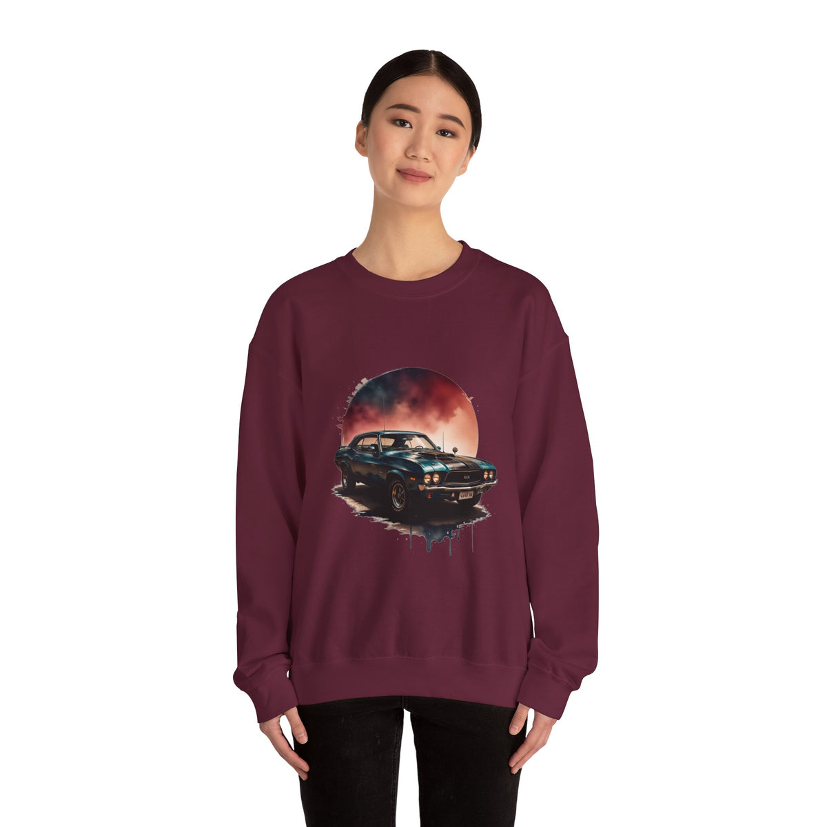 Vintage Black Muscle Car Crewneck Sweatshirt Unisex Graphic Pullover