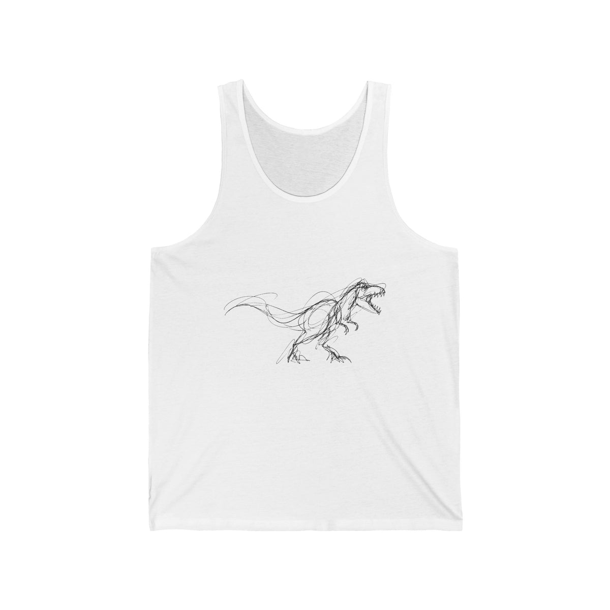 Sketchy T-Rex Line Art Tank Top Loose Ink Dinosaur