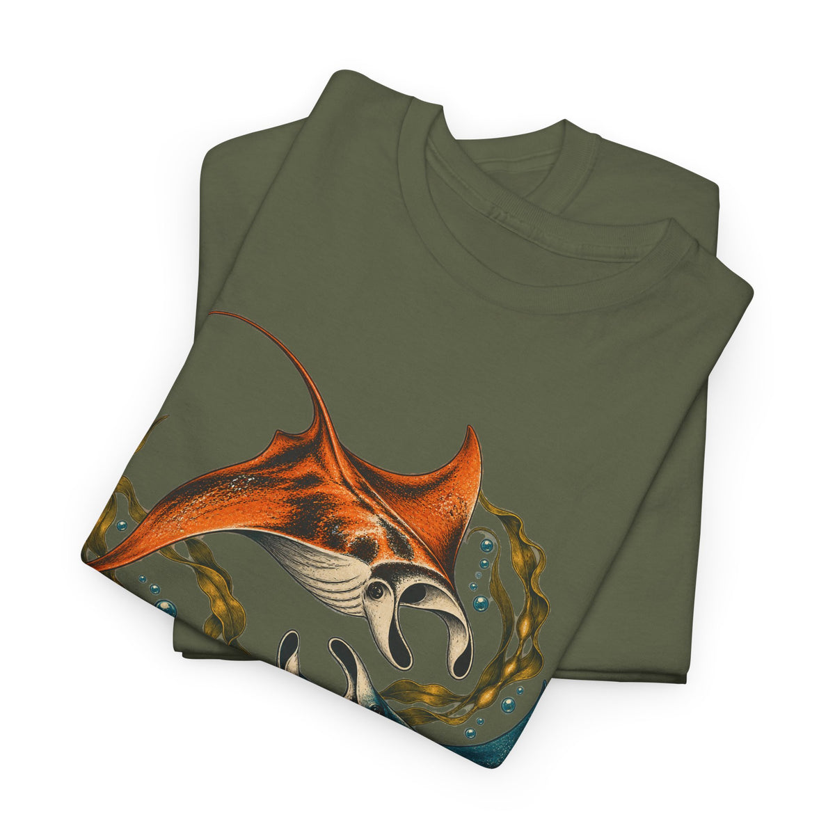 Twin Manta Rays Kelp T-Shirt Ocean Circle Swim Tee