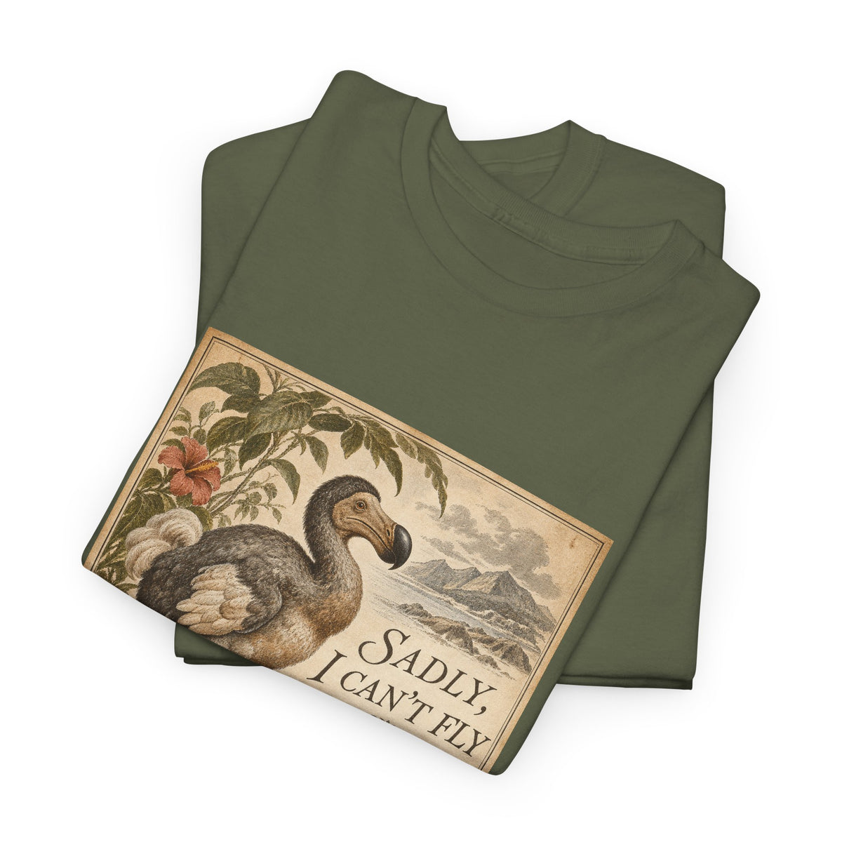 Sadly I Can't Fly T-Shirt Dodo Bird Vintage Naturalist Extinct Funny Tee