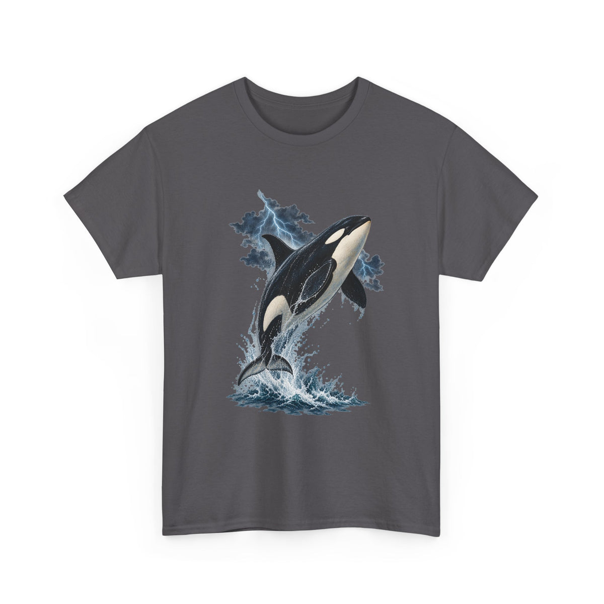 Breaching Orca Lightning Storm Tee Killer Whale Ocean Splash Thunder Clouds Shirt