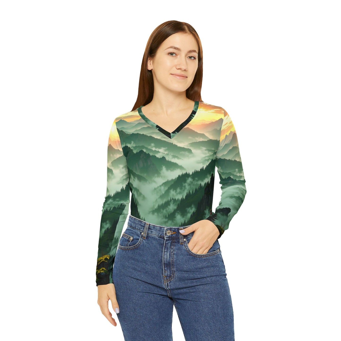 Women's Long Sleeve V-neck Shirt (AOP)