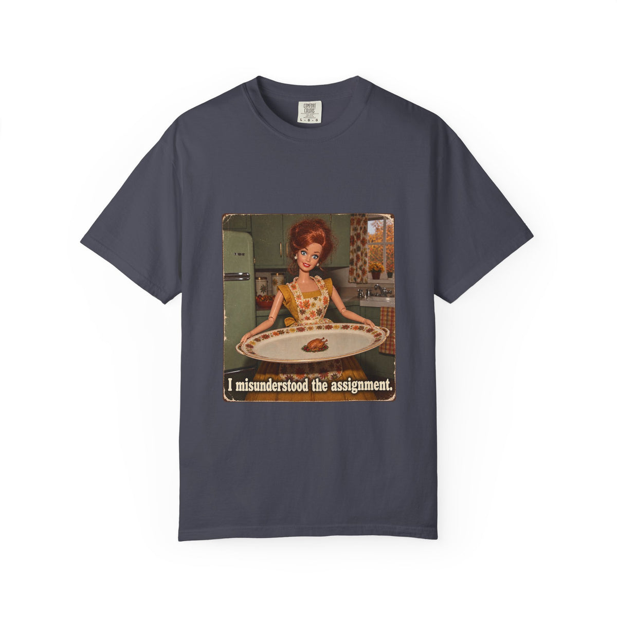 I Misunderstood the Assignment Funny Thanksgiving Tee Retro Doll Tiny Turkey Sarcastic Shirt
