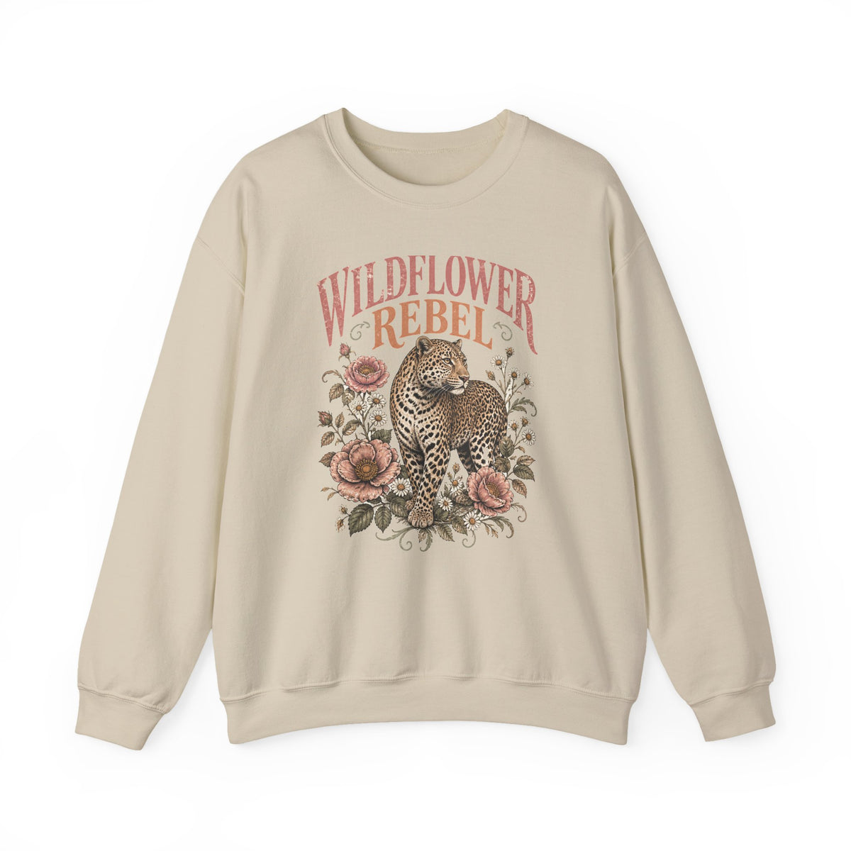 Wildflower Rebel Leopard Sweatshirt Boho Floral Big Cat
