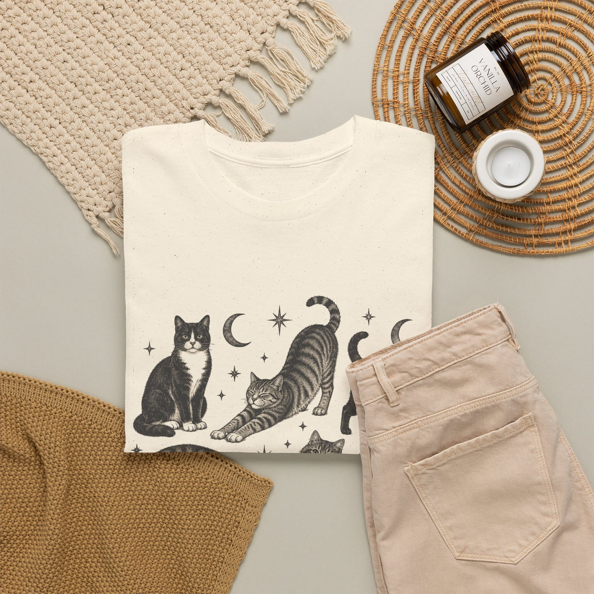 Vintage Cats and Moons T-Shirt Cute Cat Lover Celestial