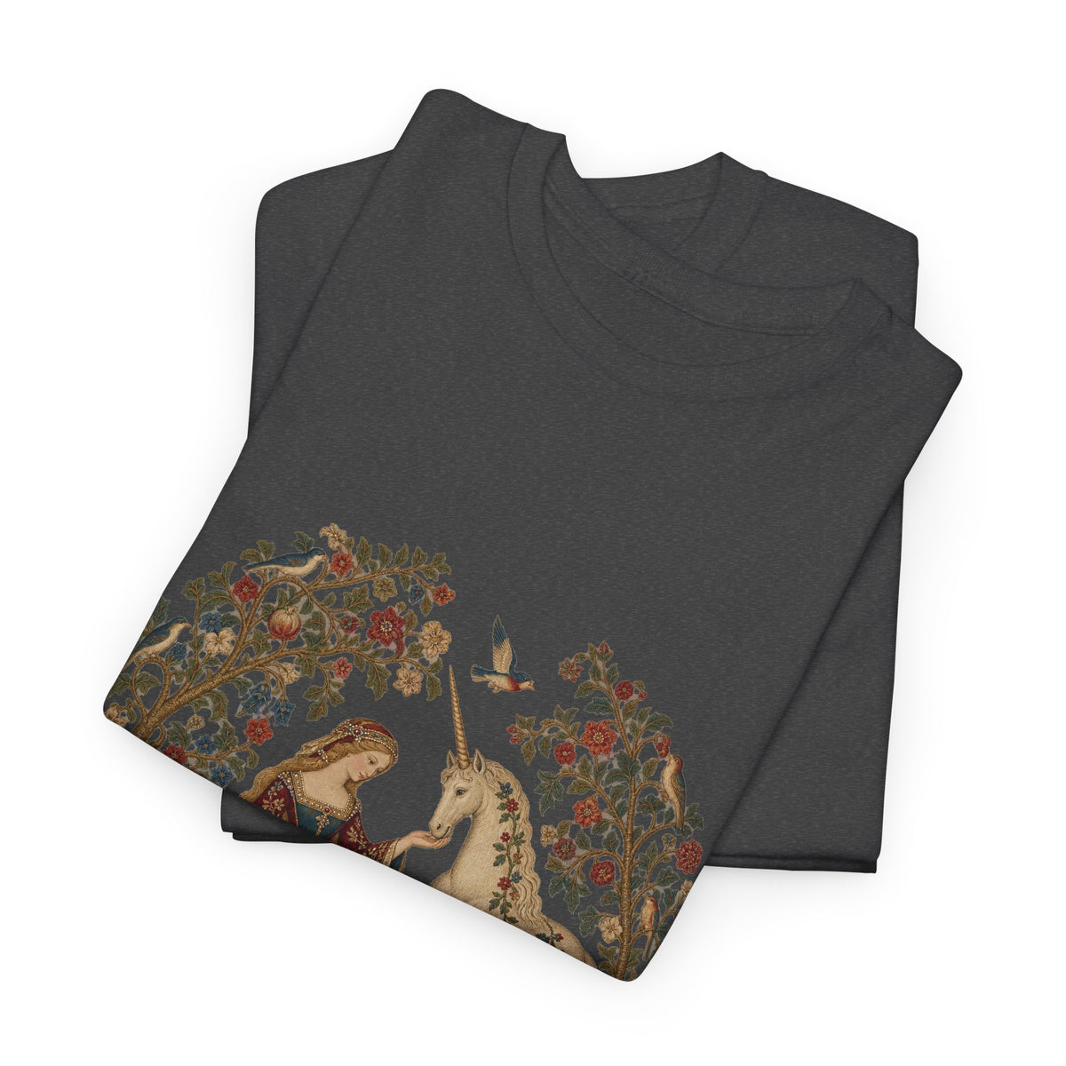 Lady and the Unicorn Tapestry T-Shirt Medieval Garden Lion Rabbit Tee