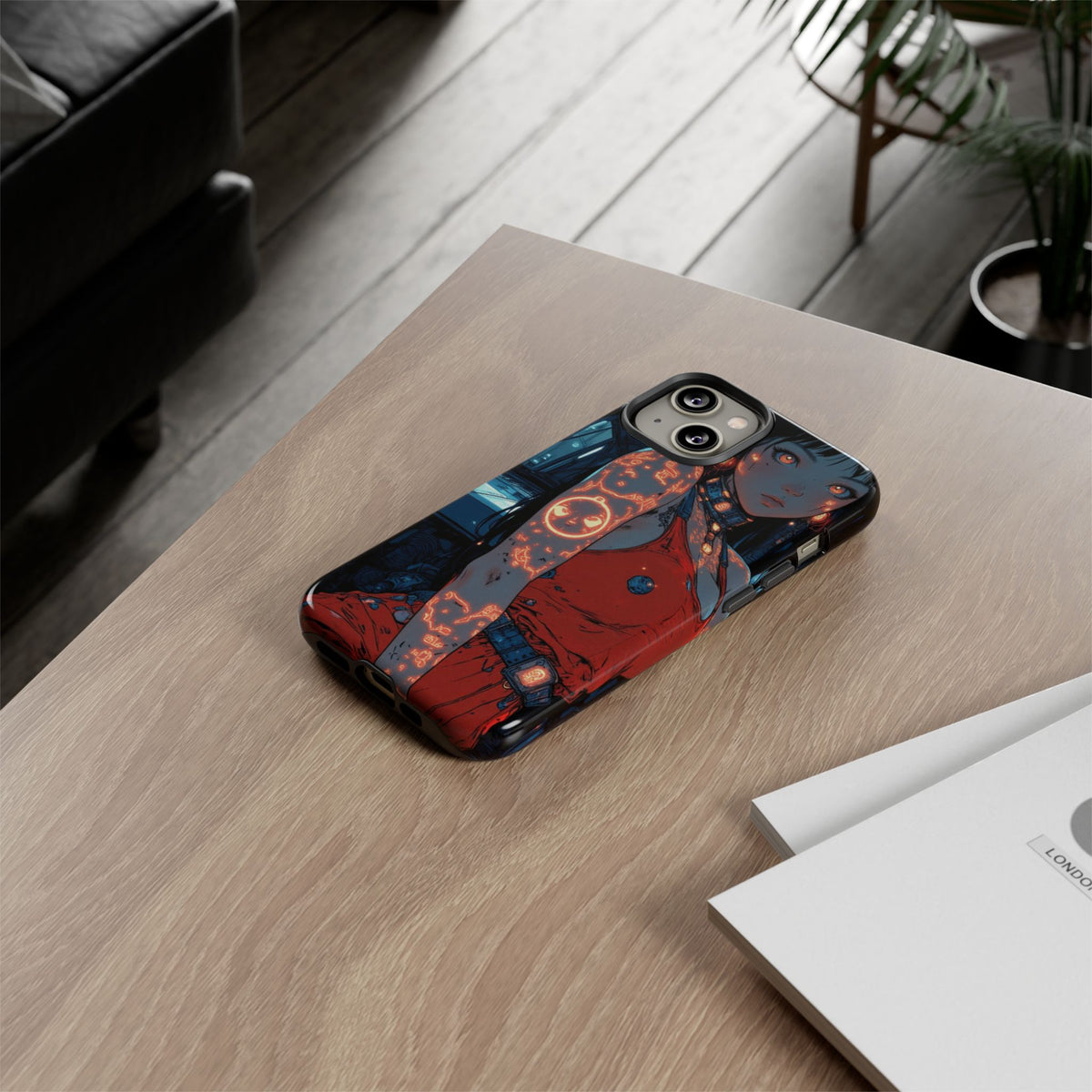 Tattooed Girl Neon Car Tough Phone Case iPhone Samsung Pixel