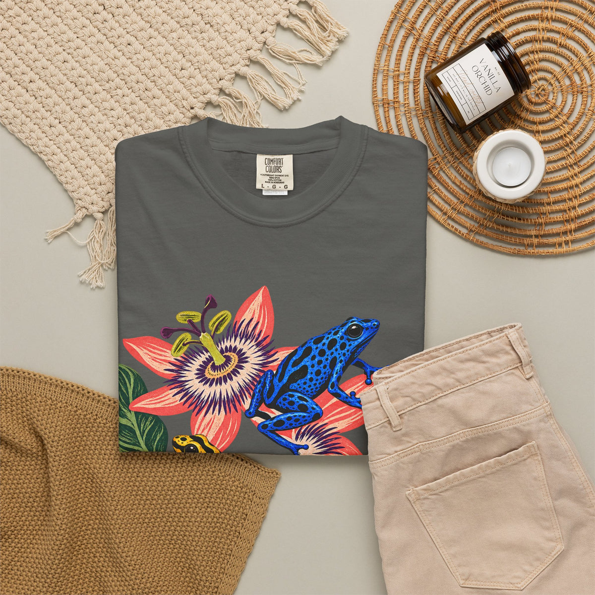 Poison Dart Frogs Passion Flowers Tee Colorful Dart Frog Tropical Flower Wildlife Shirt