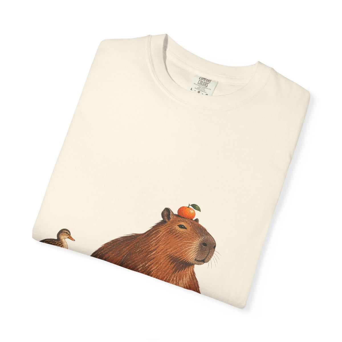 Capybara Orange Duck Tee Cute Capybara with Fruit Duck Lily Pad Pond Shirt