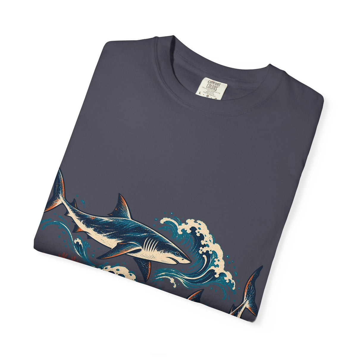 Great White Sharks Ukiyo Wave Tee Japanese Woodblock Shark Ocean Coral Shirt