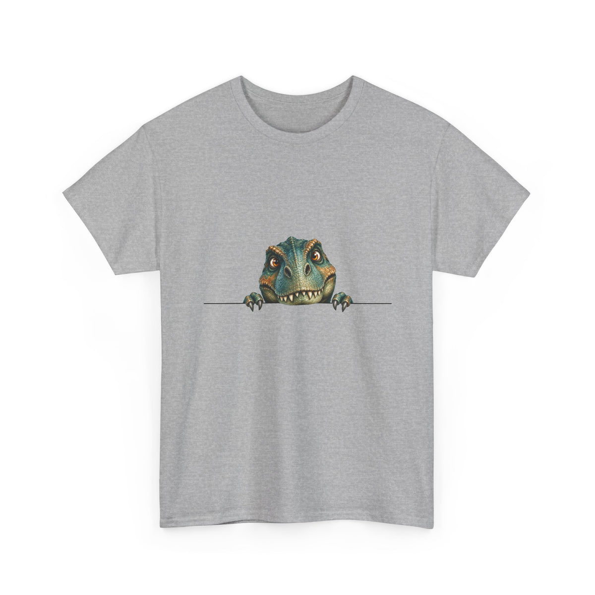 Peeking T-Rex T-Shirt Dinosaur Over Ledge Funny Dino Lover Tee