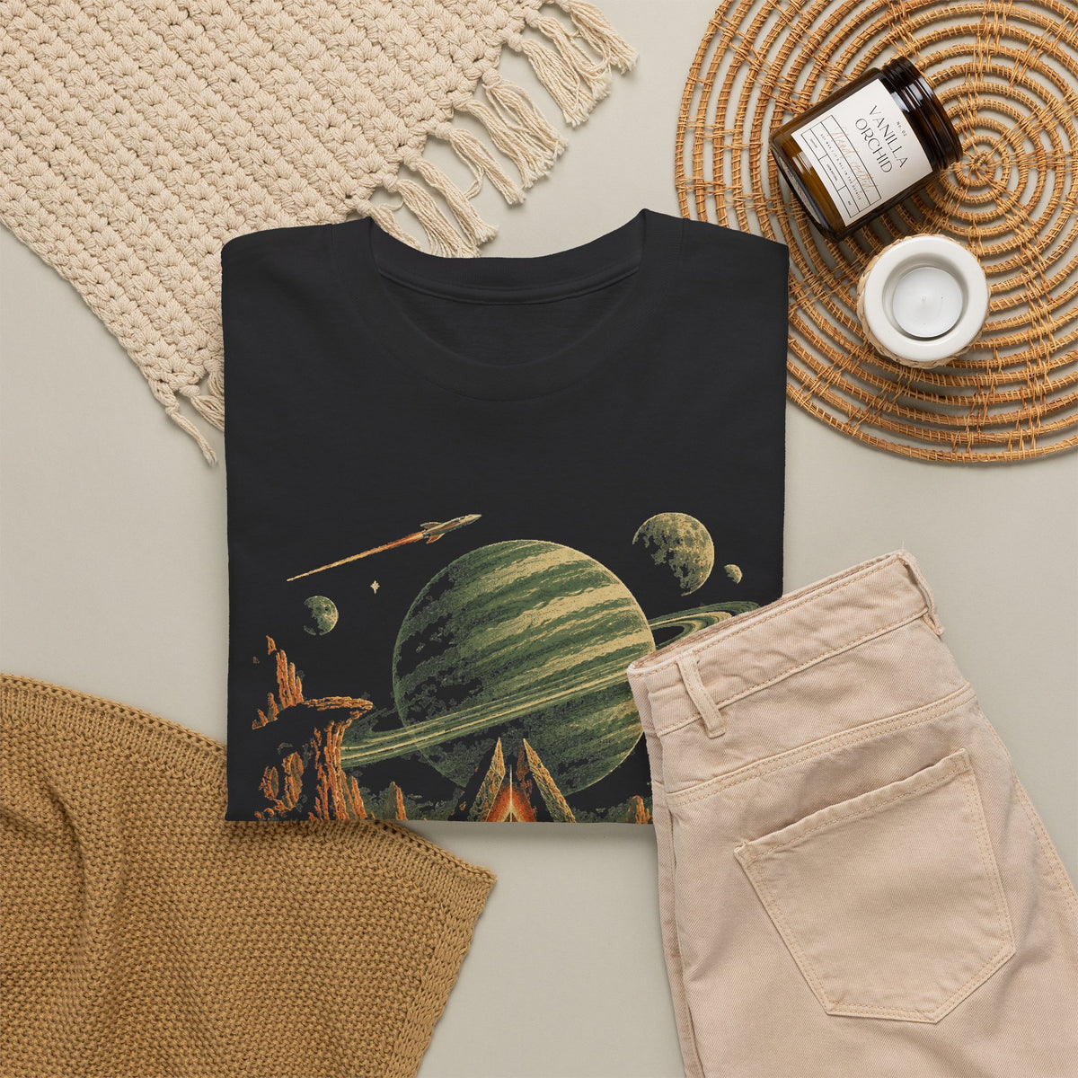 Saturn Desert Portal T-Shirt Retro Sci Fi Space Art