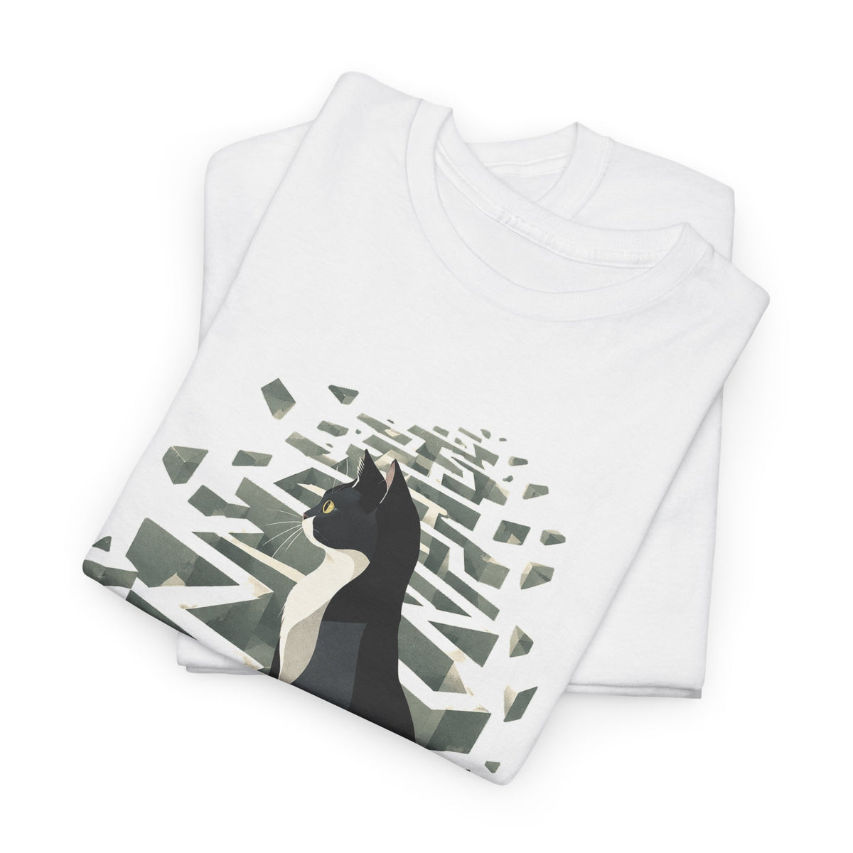 Tuxedo Cat 3D Maze T-Shirt Black and White Cat Surreal Labyrinth Art
