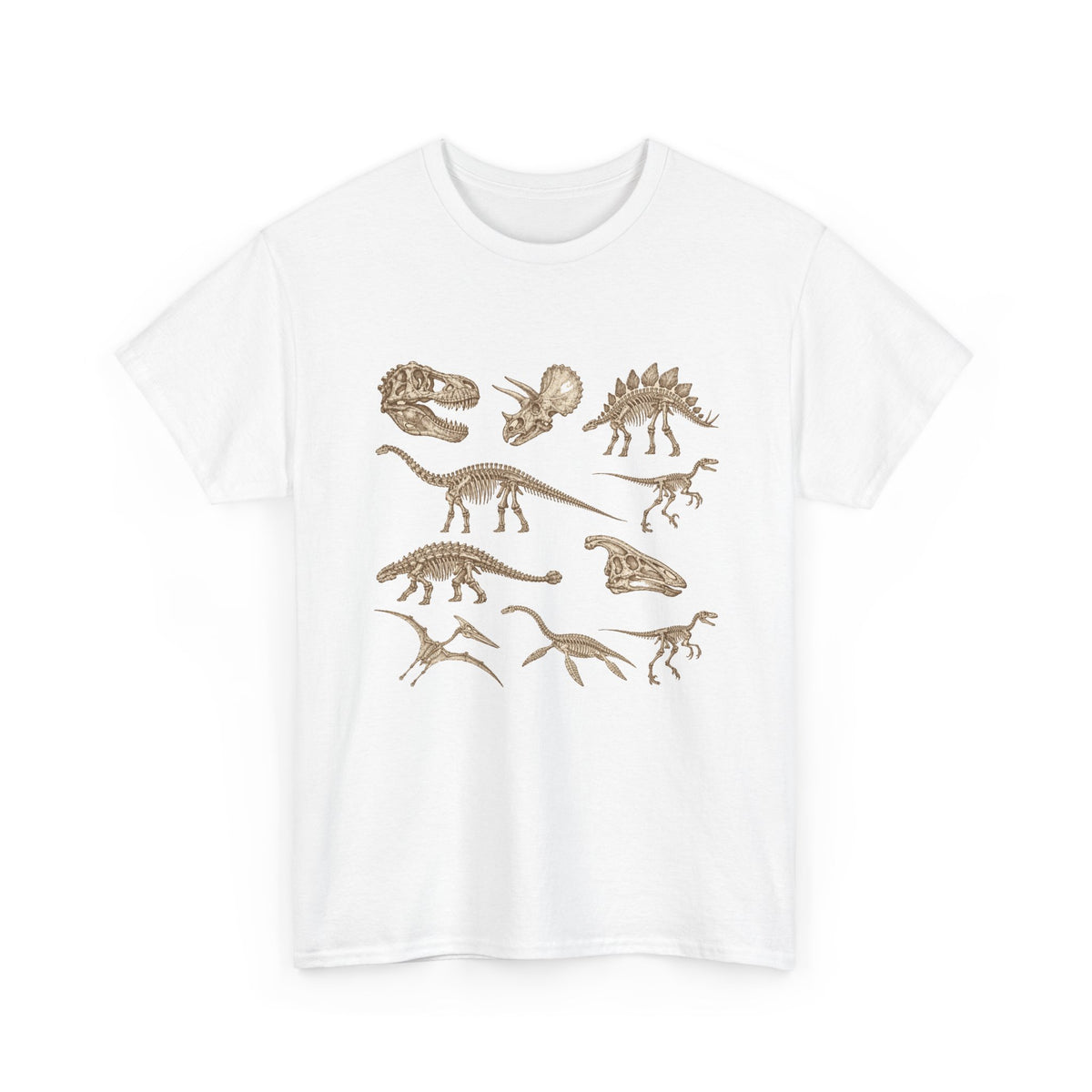 Dinosaur Skeleton Fossils T-Shirt Vintage Paleontology Chart
