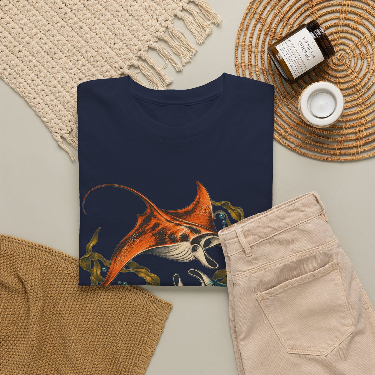 Twin Manta Rays Kelp T-Shirt Ocean Circle Swim Tee