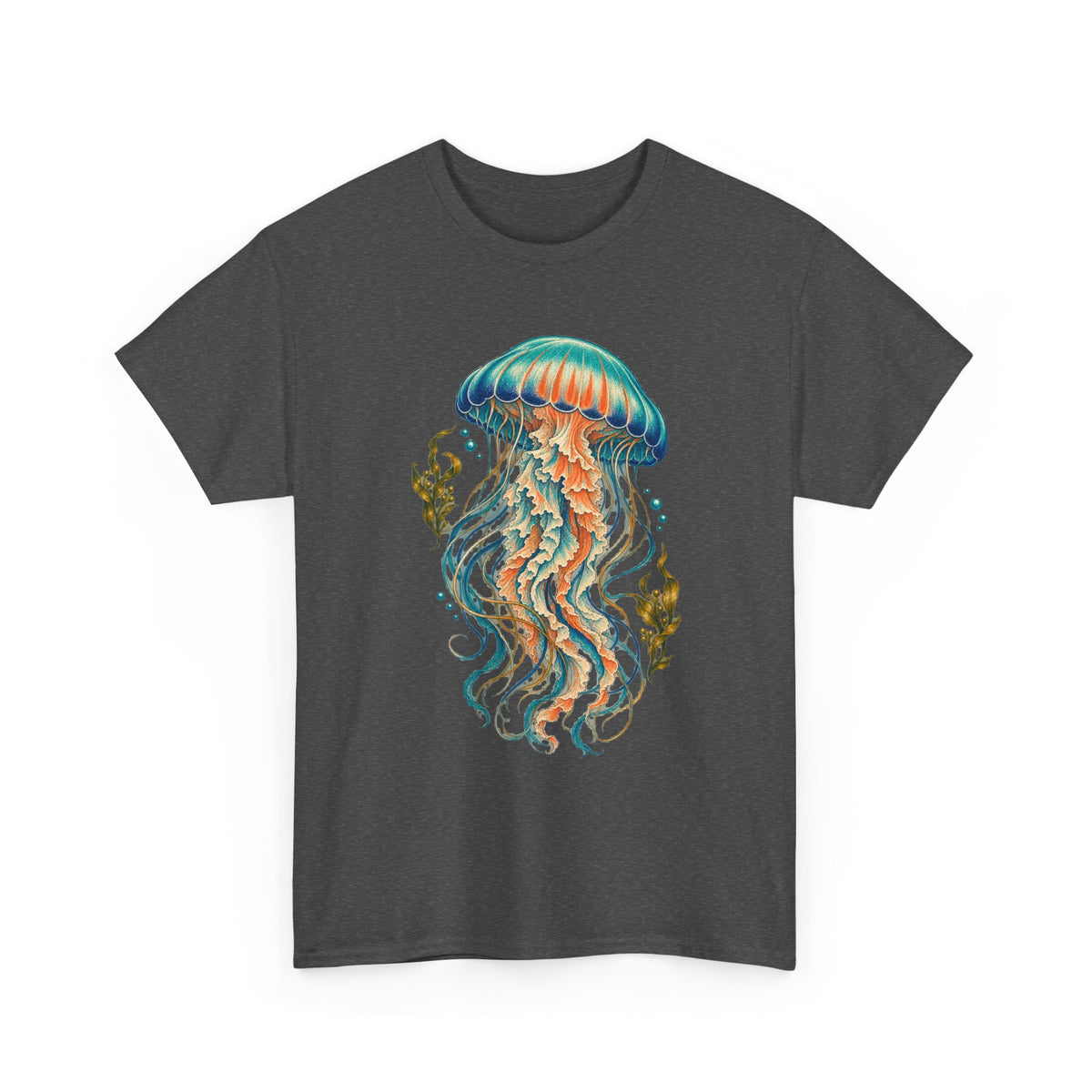 Teal Jellyfish Kelp T-Shirt Ocean Sea Life Botanical Tee