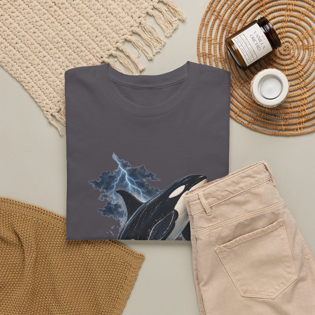 Breaching Orca Lightning Storm Tee Killer Whale Ocean Splash Thunder Clouds Shirt