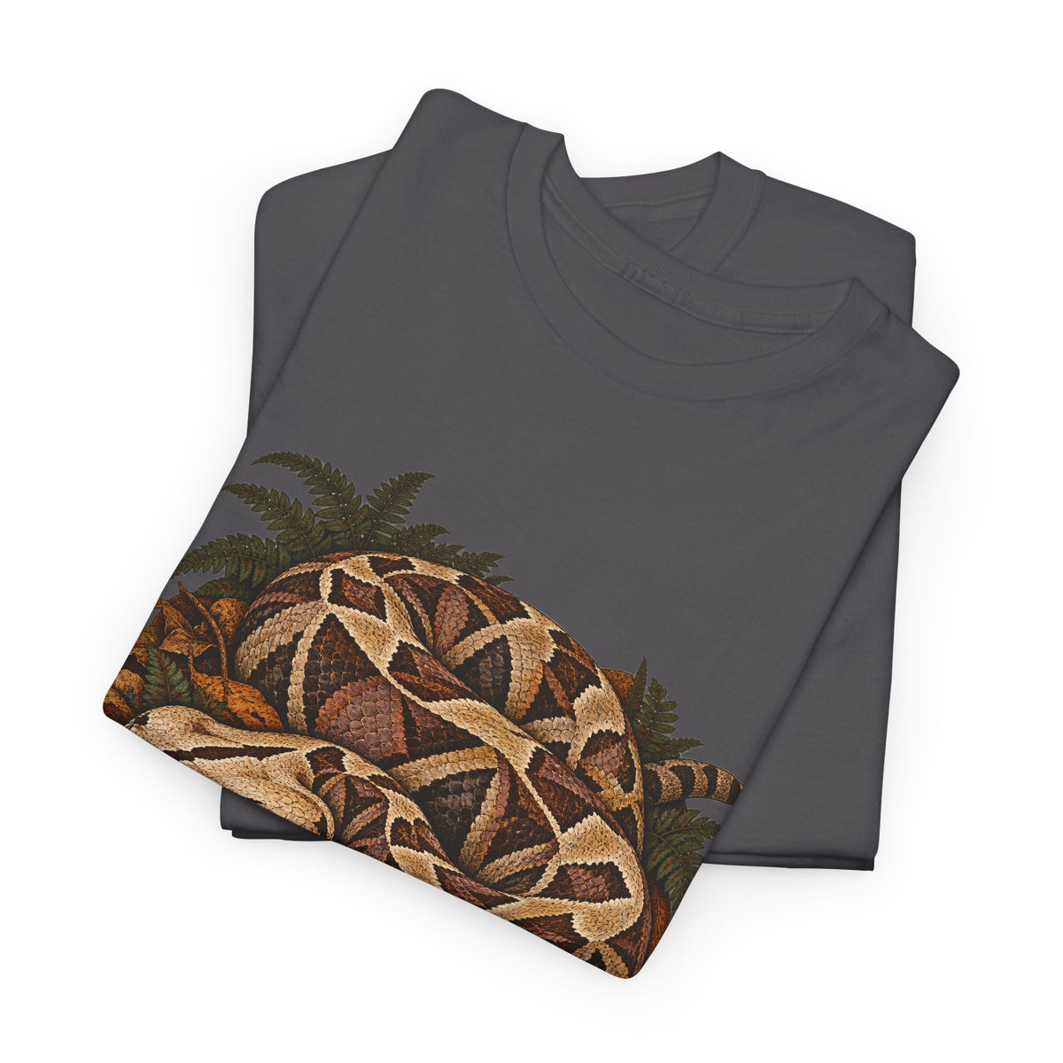 Gaboon Viper Autumn Leaves T-Shirt Forest Snake Mushroom Tee