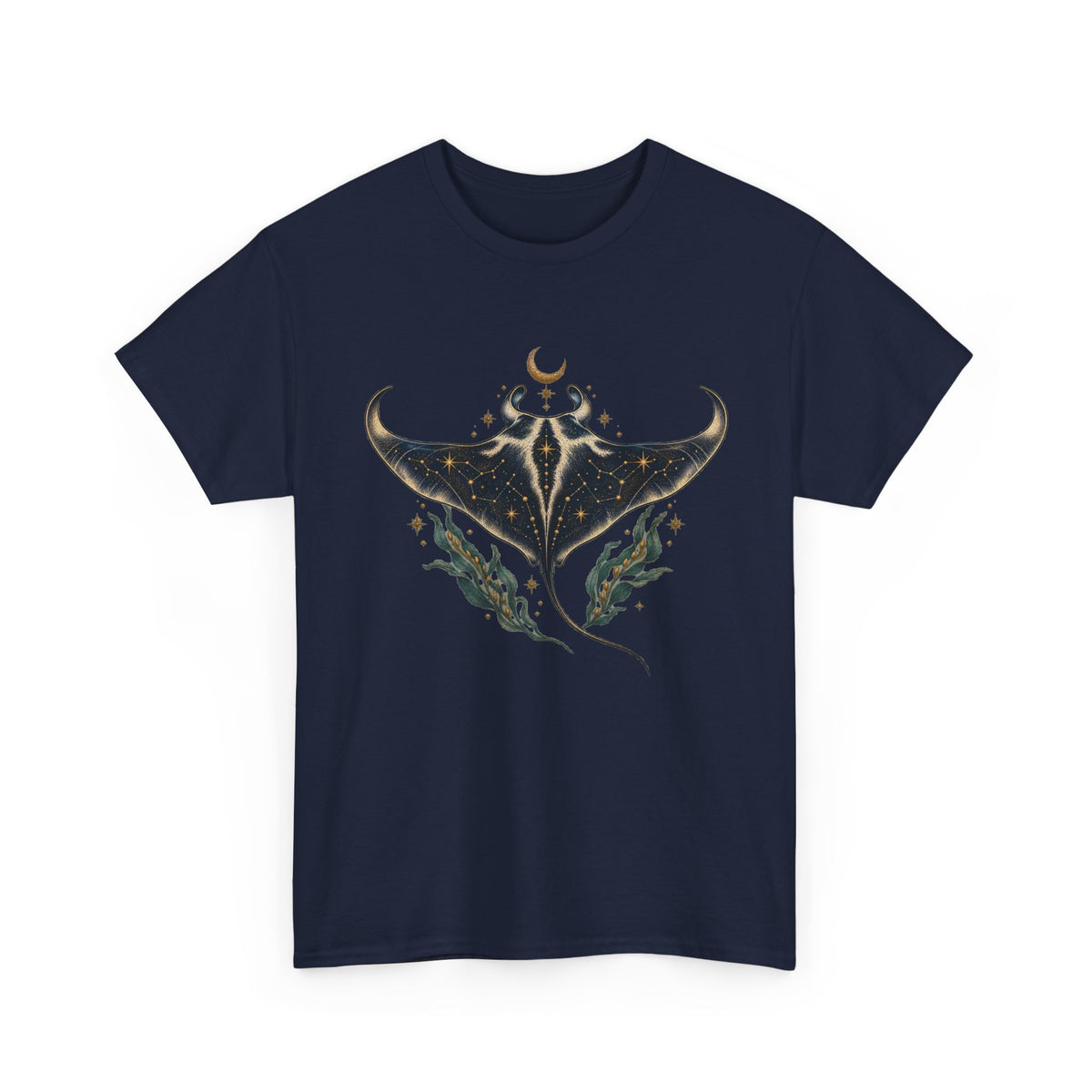 Celestial Manta Ray Moon T-Shirt Constellation Ocean Stars Tee