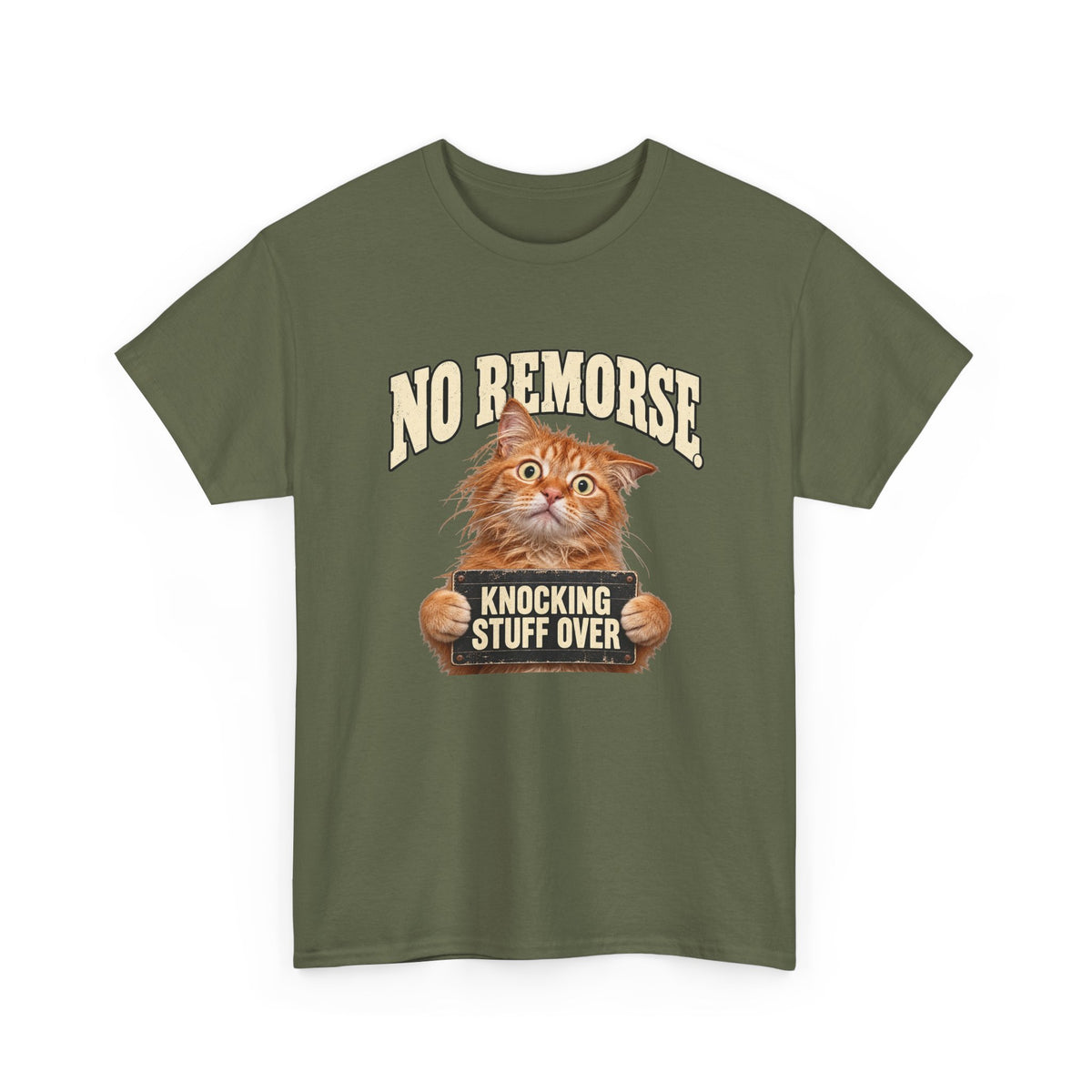 No Remorse Knocking Stuff Over T-Shirt Funny Cat Mugshot Tee