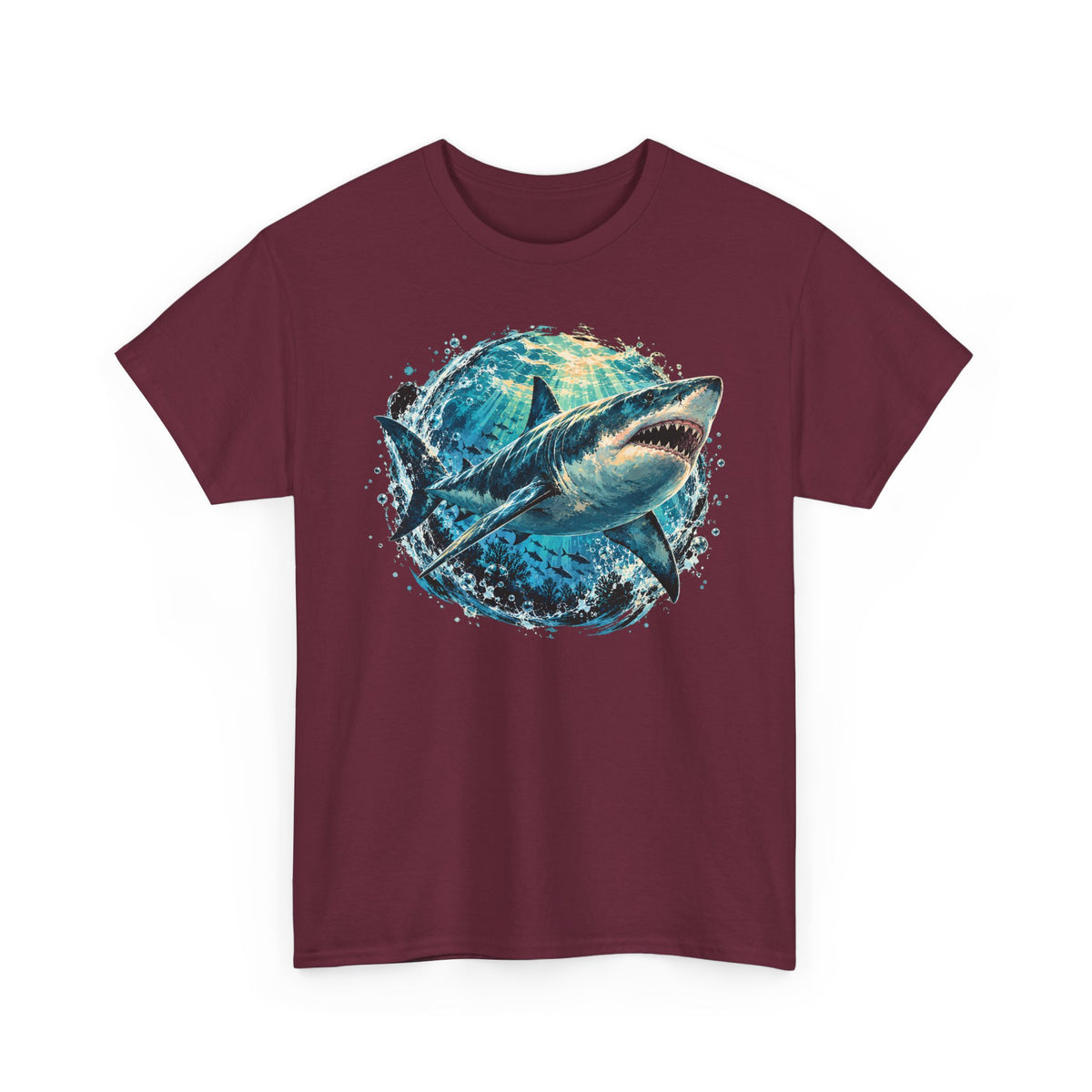 Great White Shark T-Shirt Ocean Burst Shark Jaws Sea Life Graphic Tee
