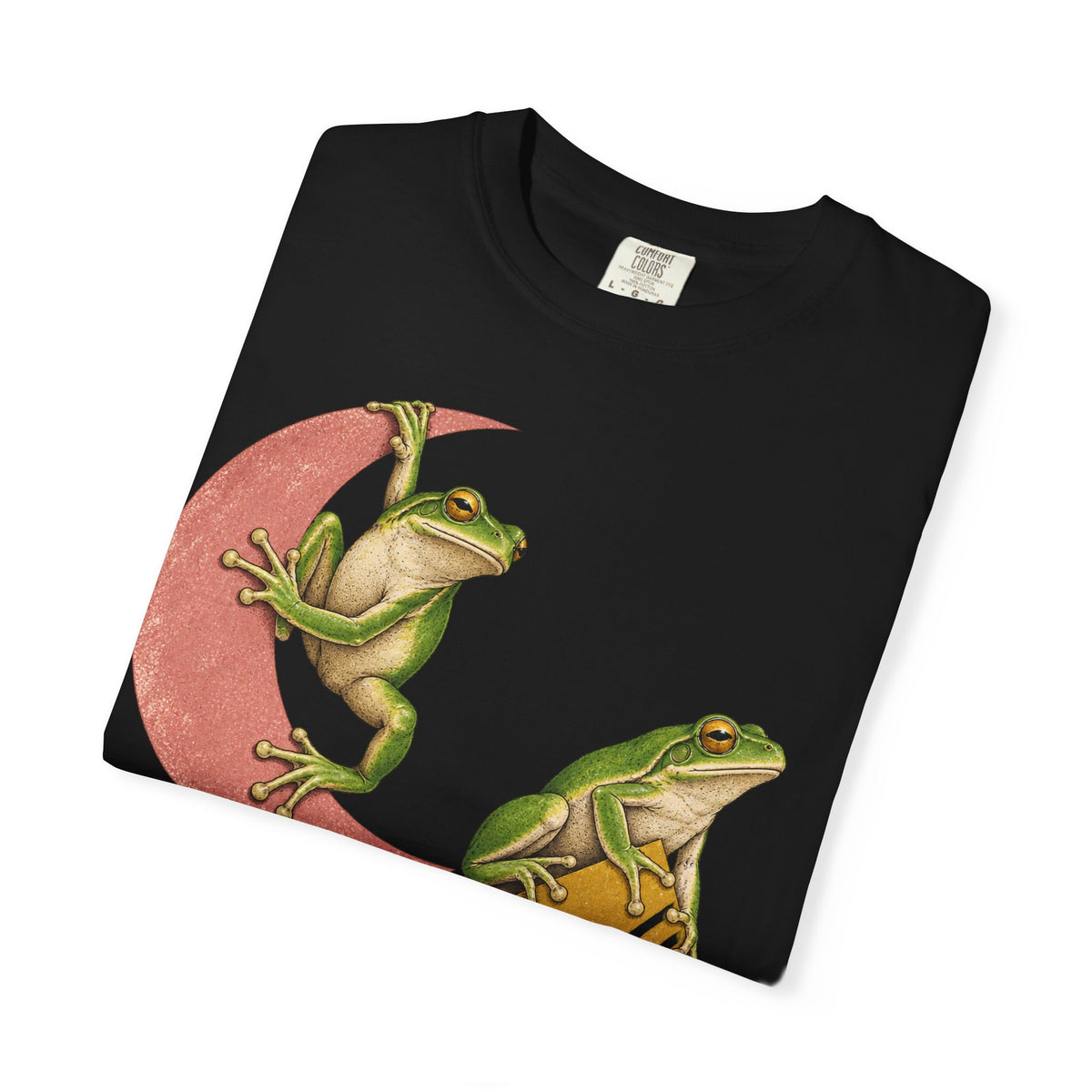 Green Tree Frogs Geometric Moon Triangle Ribbon Tee Midcentury Frog Wildlife Shirt