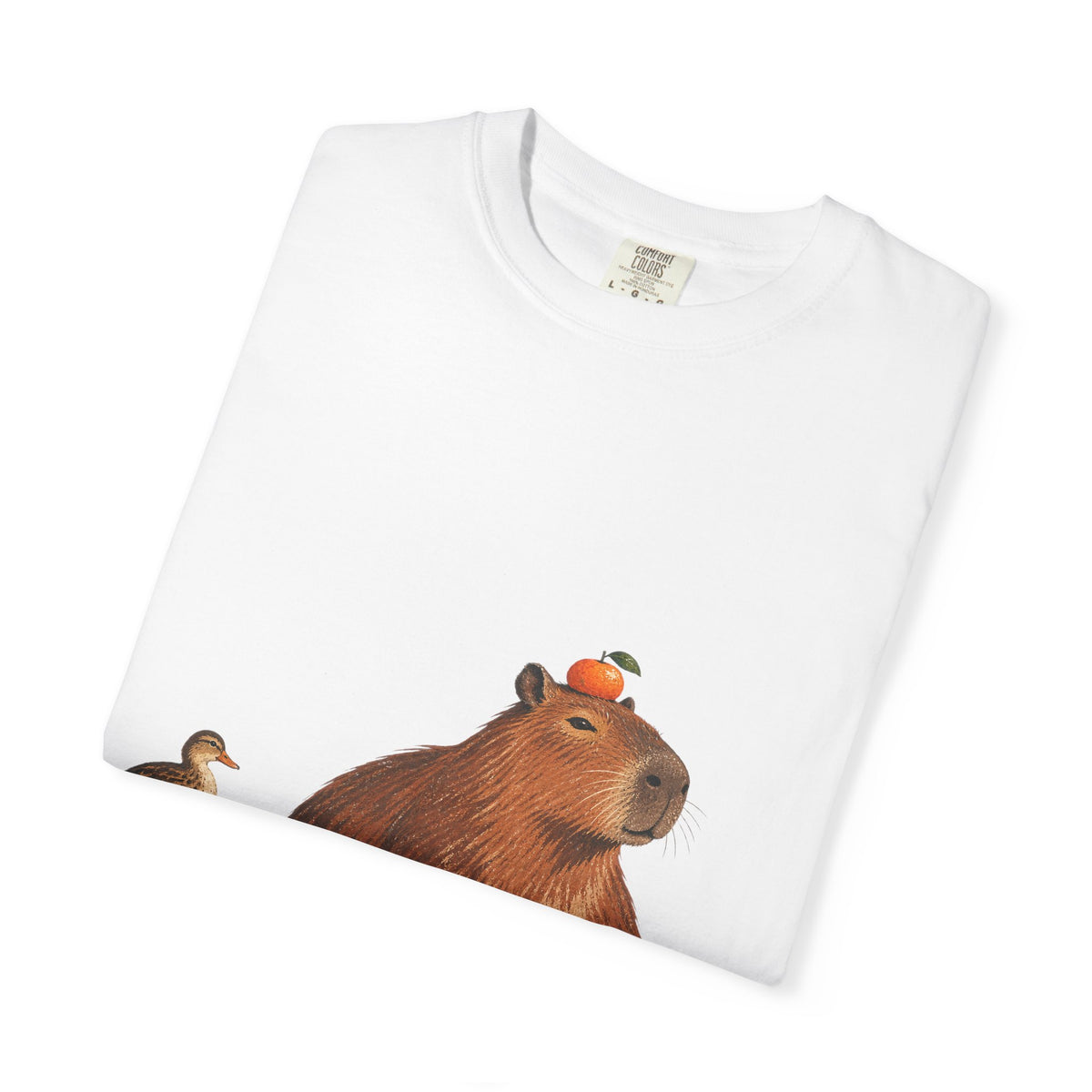 Capybara Orange Duck Tee Cute Capybara with Fruit Duck Lily Pad Pond Shirt