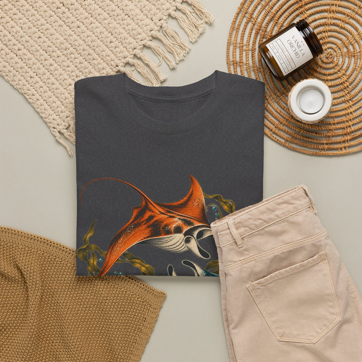 Twin Manta Rays Kelp T-Shirt Ocean Circle Swim Tee