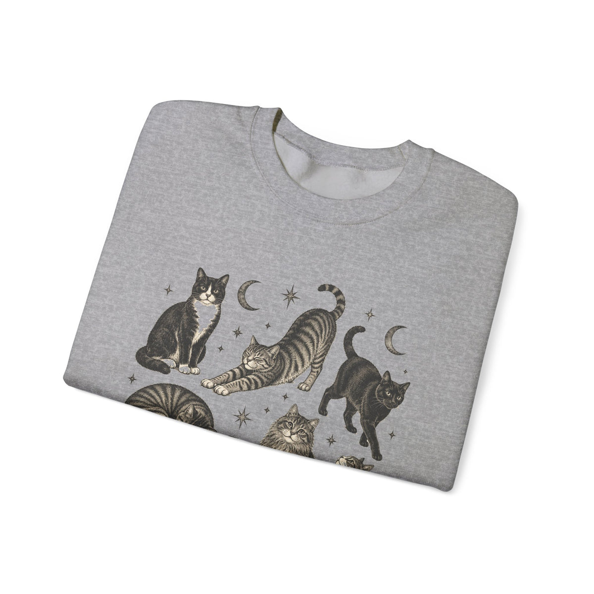 Vintage Cats and Moons Sweatshirt Cute Cat Lover Celestial