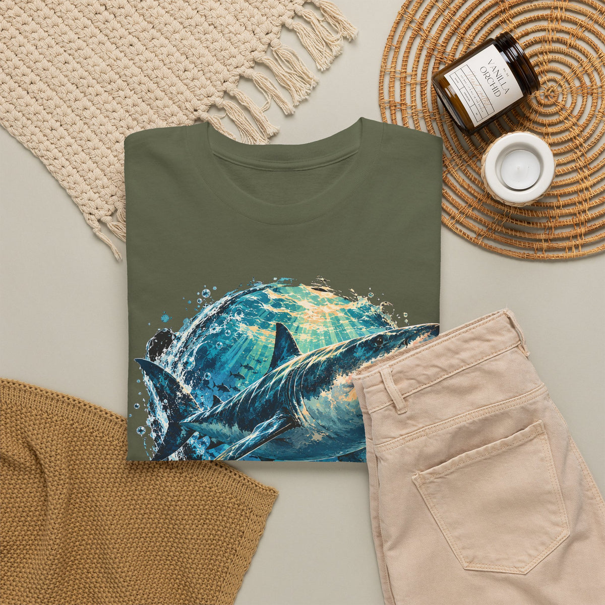 Great White Shark T-Shirt Ocean Burst Shark Jaws Sea Life Graphic Tee