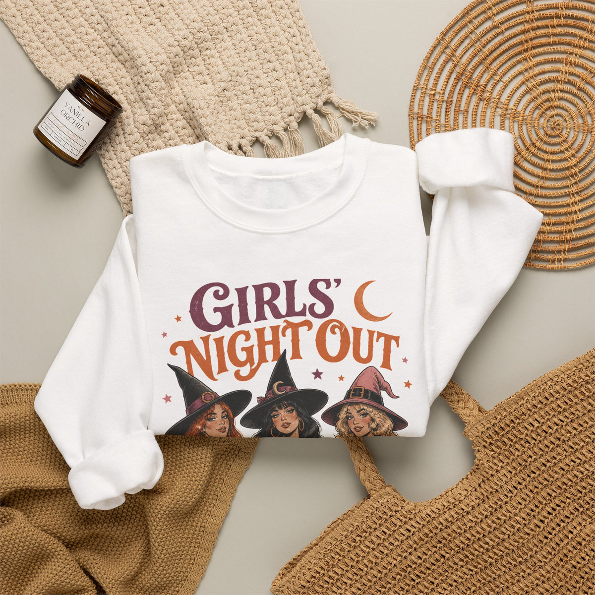 Girls Night Out Witches Sweatshirt Retro Halloween Witch Squad