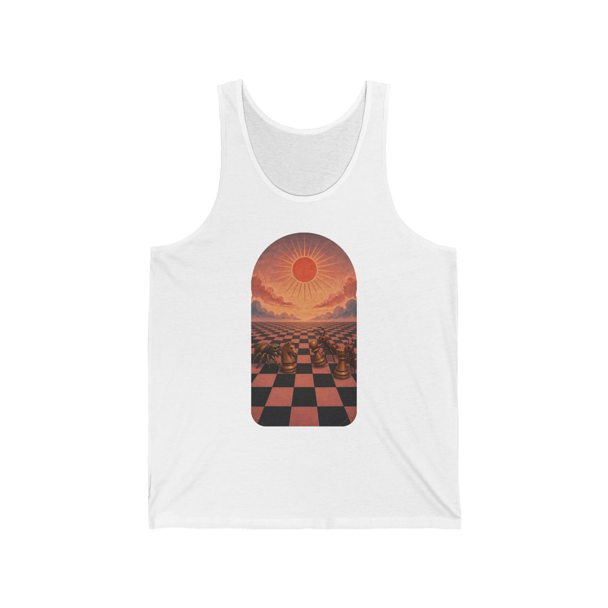 Spider and Ants Chess Tank Top Jumping Spider Retro Sunset Tank