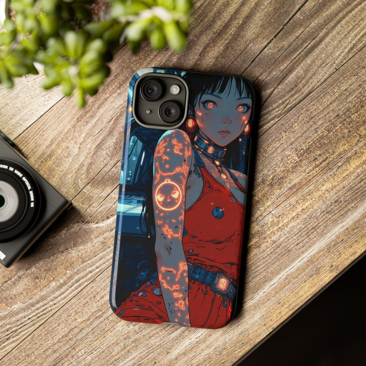 Tattooed Girl Neon Car Tough Phone Case iPhone Samsung Pixel