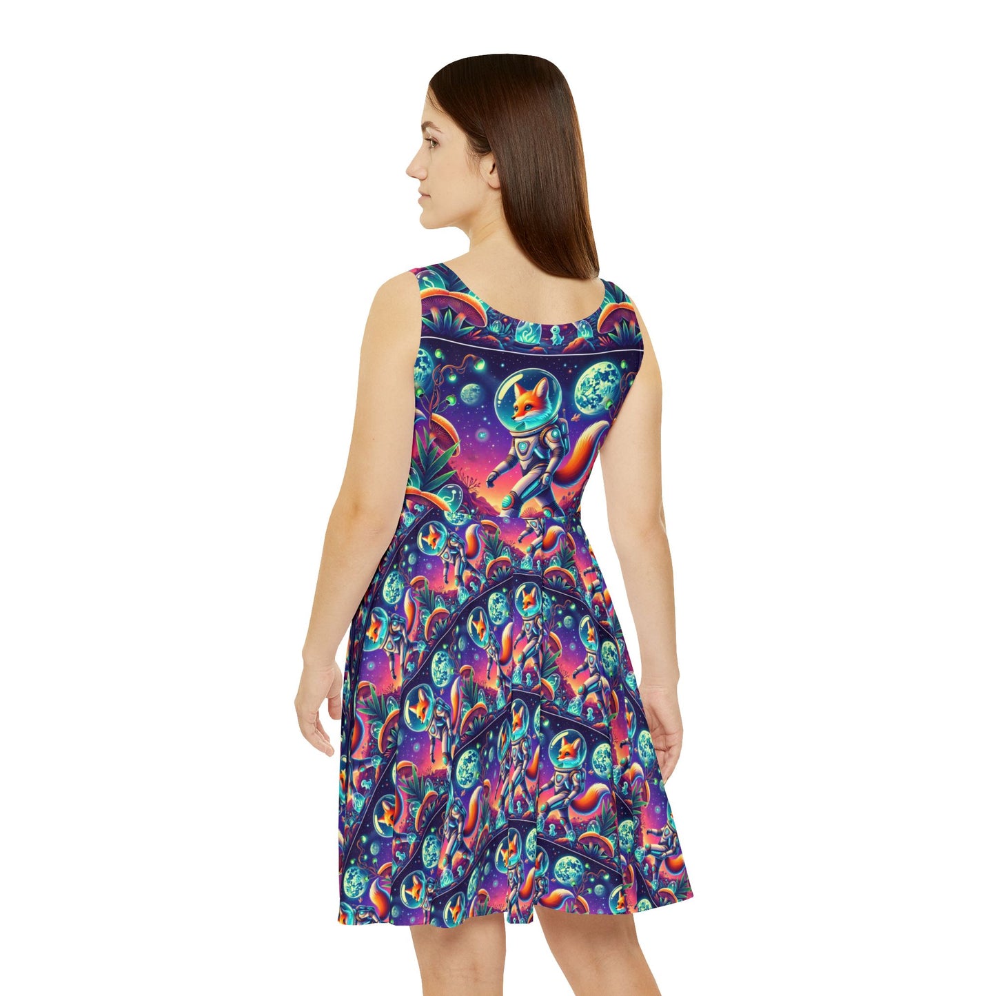 Space fox Women's Skater Dress (AOP)