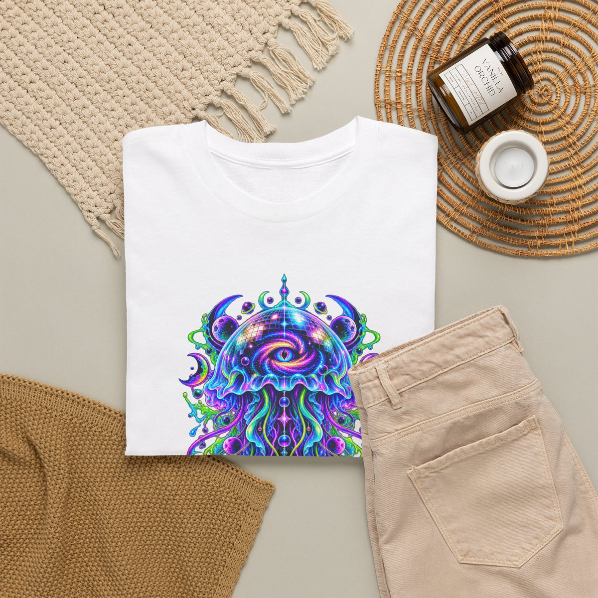 Cosmic Jellyfish T-Shirt Neon Space Psychedelic Disco Eye Tee