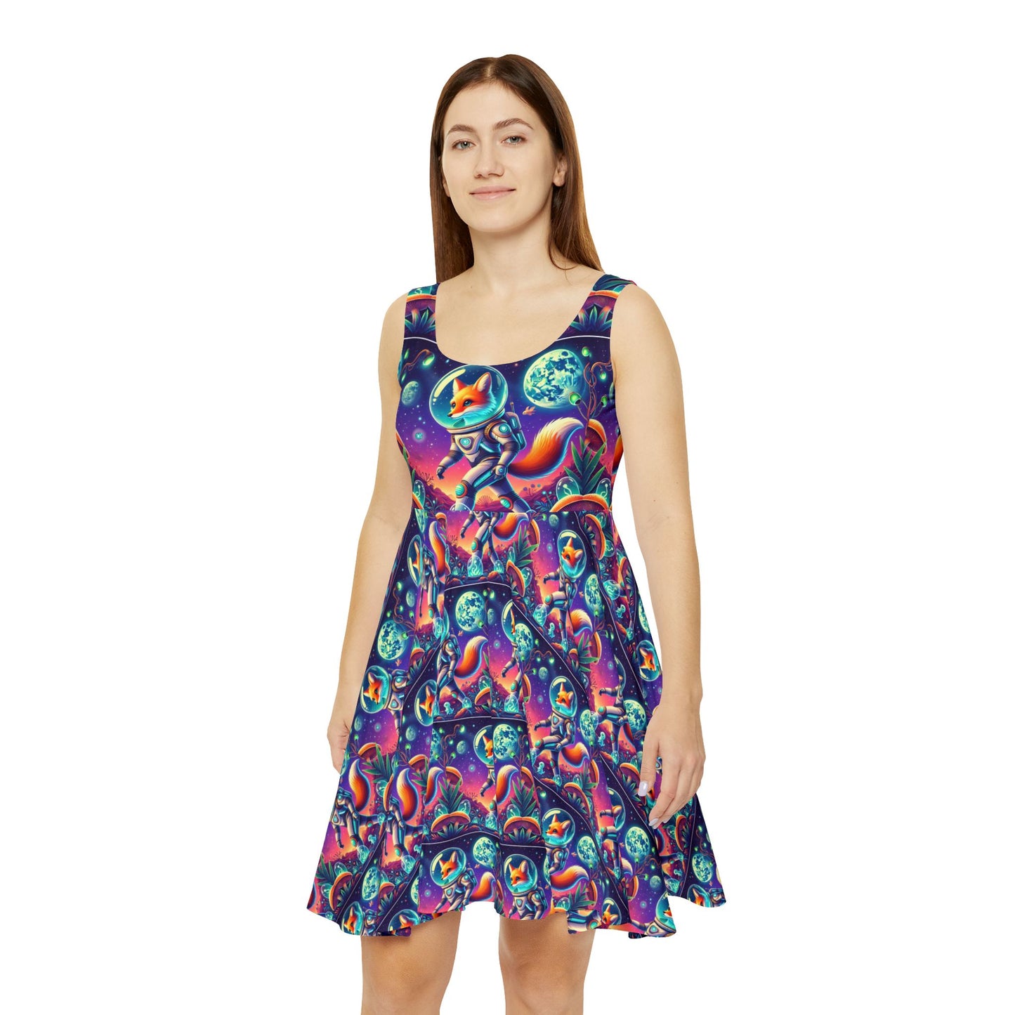 Space fox Women's Skater Dress (AOP)