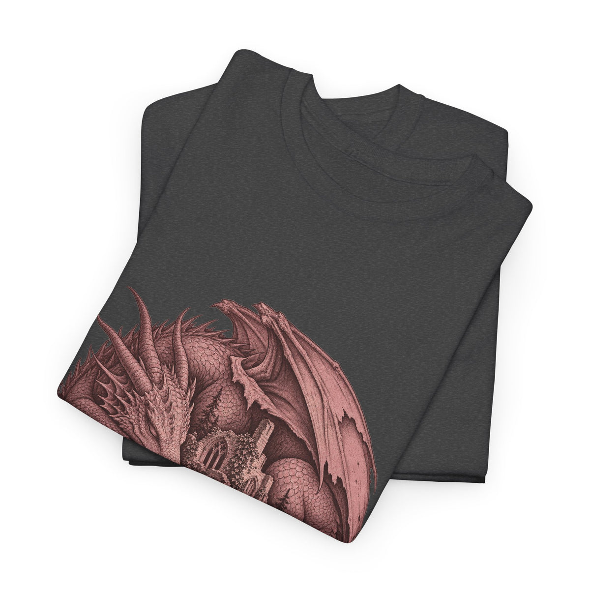 Sleeping Dragon Cathedral T-Shirt Fantasy Ruins Gothic Dragon Tee