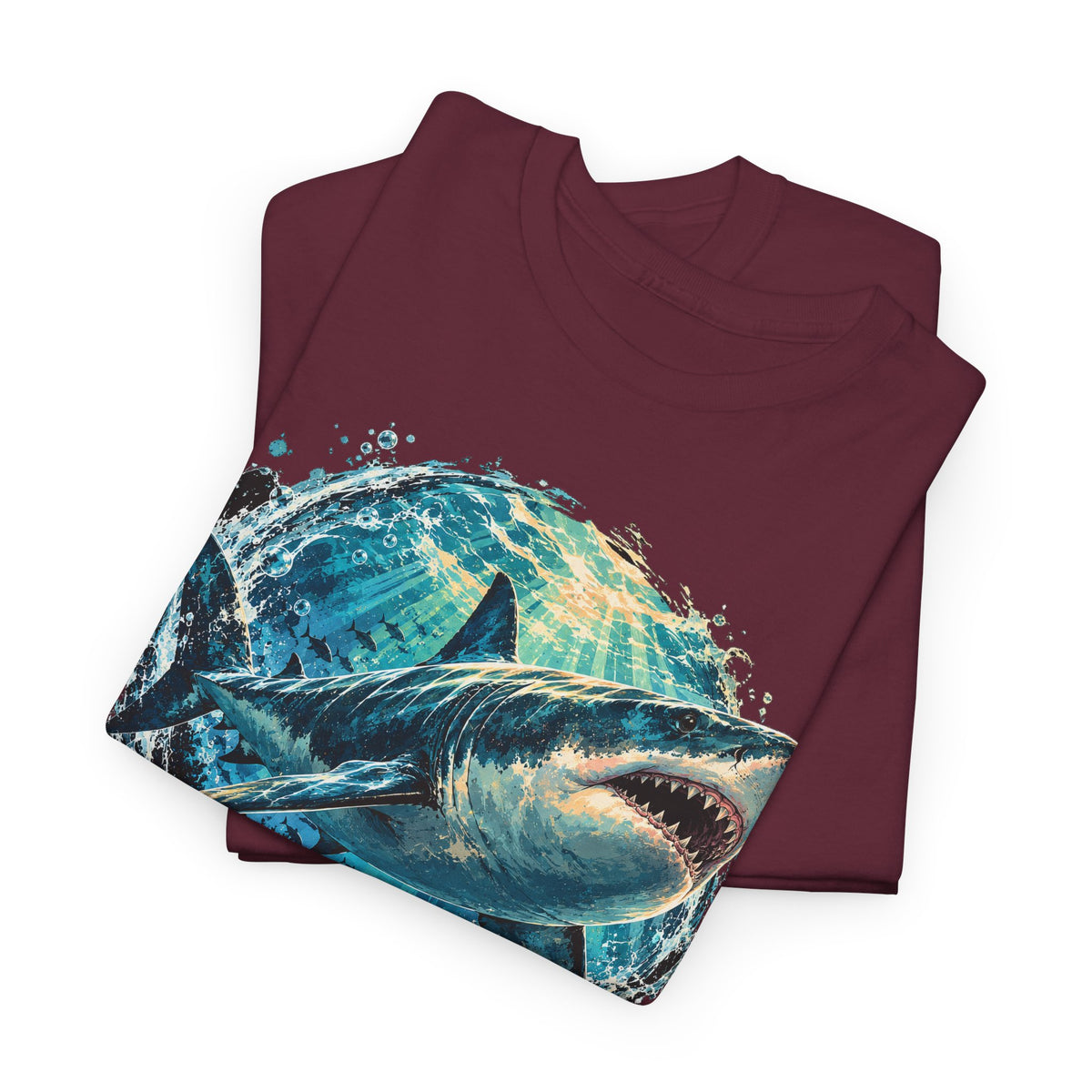 Great White Shark T-Shirt Ocean Burst Shark Jaws Sea Life Graphic Tee