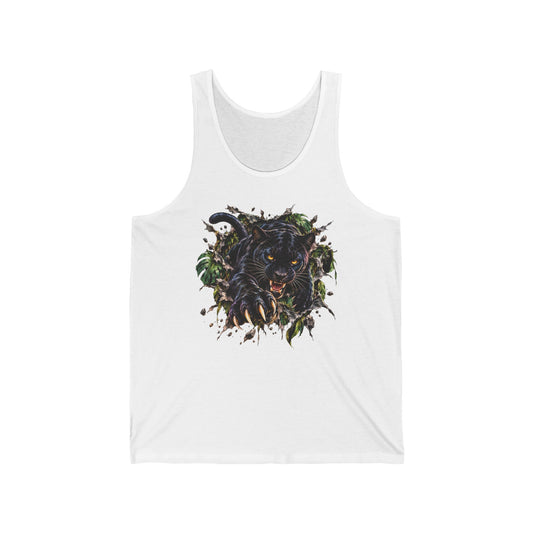 Jungle Black Panther Tank Top Snarling Big Cat Tropical Leaves Wildlife Tank