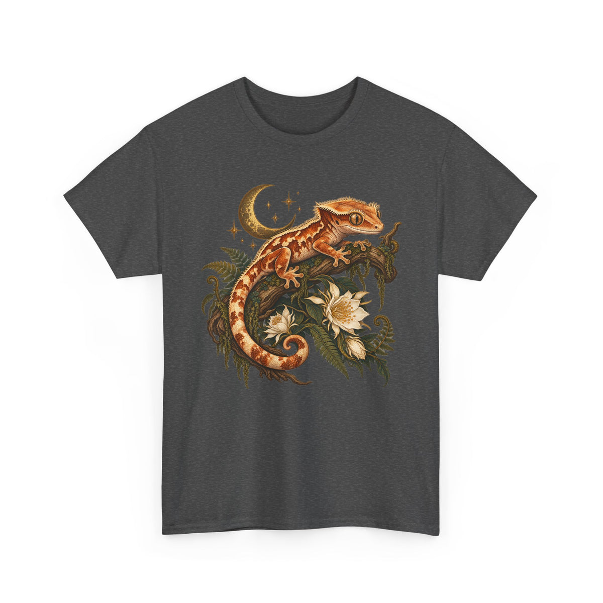 Crested Gecko Moon T-Shirt Night Bloom Reptile Stars Tee