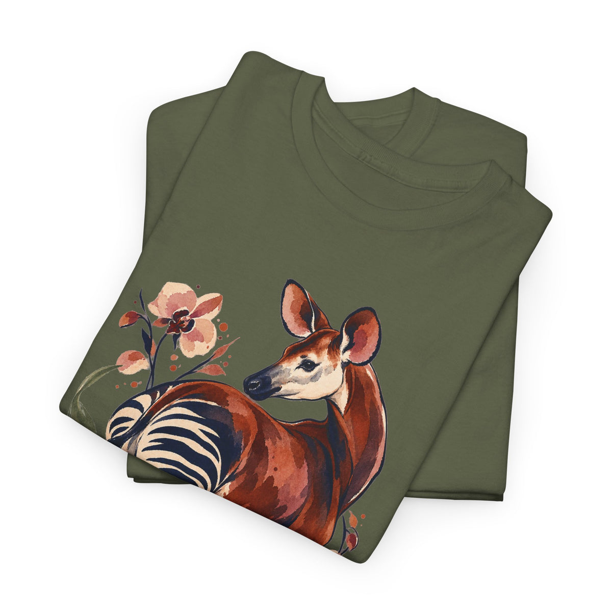 Orchid Okapi Watercolor Tee Okapi Tropical Orchid Flowers Rainforest Wildlife Shirt