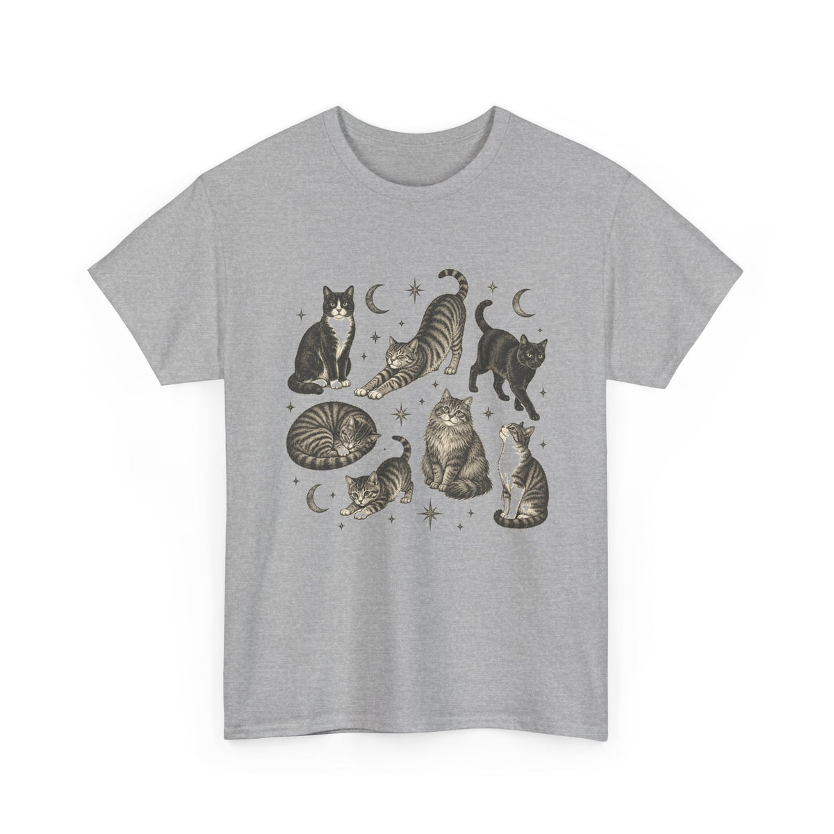 Vintage Cats and Moons T-Shirt Cute Cat Lover Celestial