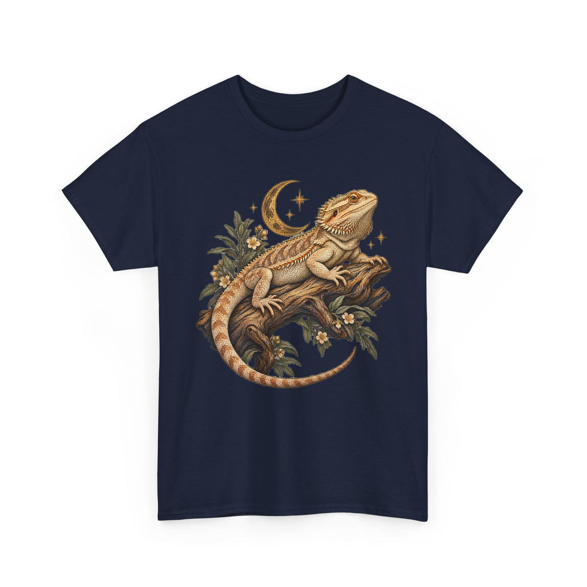 Bearded Dragon Moon T-Shirt Celestial Lizard Night Bloom Tee